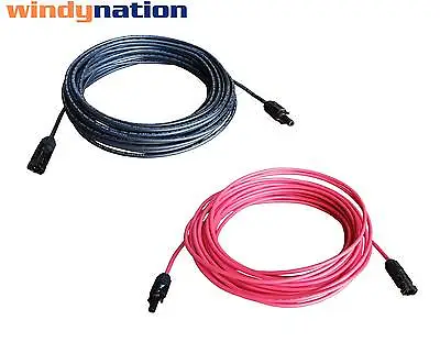 8 AWG 8 Gauge Pair Black + Red Solar Panel Cable Wire With Solar Connectors • $19.90