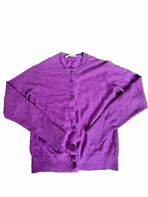 Women's J. Crew Violet  Long Sleeve Crew Neck Cashmere Cardigan Sweater Size S • $18.70