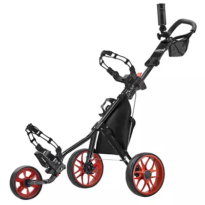 CaddyTek 11.5 V3 SuperLite Deluxe 3 Wheel Golf Buggy / Push Cart - Red • $160.55