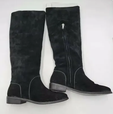 UGG Women's Sz 8 Shearling Style Black Suede Knee High Boots • $64.99