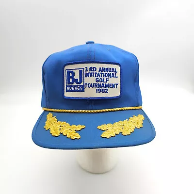 1982 BJ Hughes Oil 3rd Annual Golf Tournament Blue Snapback Rope Hat Vintage • $30