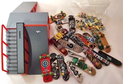 Tech Deck Finger Skateboard Parts Lot Of 20 Boards Wheels Trucks & Ramp • $28