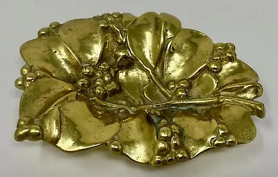 Vintage Virginia Metal Crafters Brass Mistletoe Leaf Small Tray ©1956 4-36 • $40