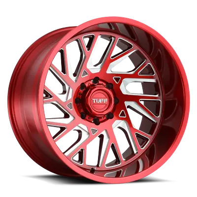 1 New 22x12 Tuff T4B Candy Red W/ Milled Spoke 6X139.7 ET-45 • $447.77