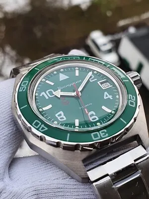 Vostok Komandirskie 650858 Russian Military Watch Automatic Green Dial 20 ATM • $124.90