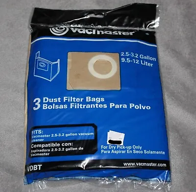 Vacmaster OEM Genuine VDBT 2.5-3.2 Gallon Dust Filter Bags - 3 Count Package NEW • $10.95