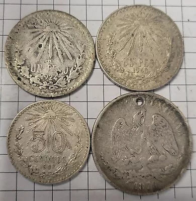 Lot Of 4 Mexican Silver Coins. 1870-1940. • $79.95