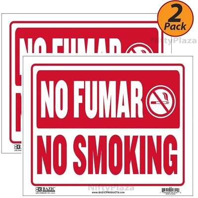 2 Pack - No Smoking No Fumar Sign 9 X12  Durable Plastic Weatherproof Bright • $8.19