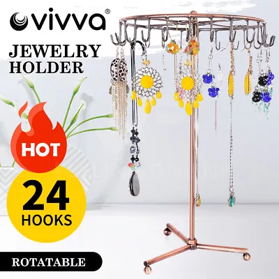 Jewelry Rotating Ring Display Holder Organizer Necklace Stand Rack 23 Hooks New • $14.74