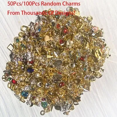 50/100Pcs Nail Art Alloy 3D Charms Random Designs In Bulk Designer Crystal Charm • $13.12