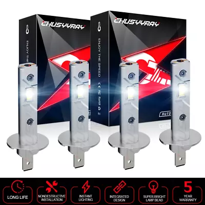 4x H1 + H1 Super Bright LED Headlight High Low Beam Combo Bulbs Kit 6500K White • $29.99