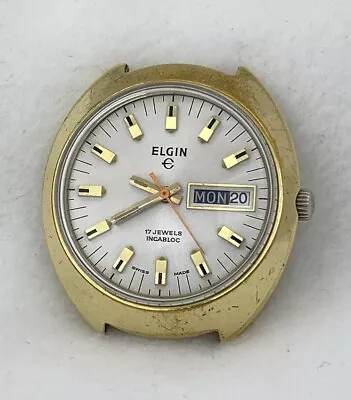 Vintage Elgin 338  17J Swiss Men's AS 1914 Wrist Watch AS1914 RUNNING EE71 • $8