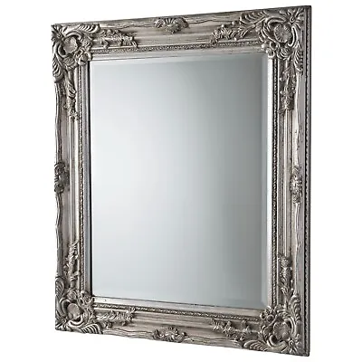 Silver Ornate Mirror Shabby Chic Framed Wall Hanging Decorative Baroque Art 53cm • £29.99