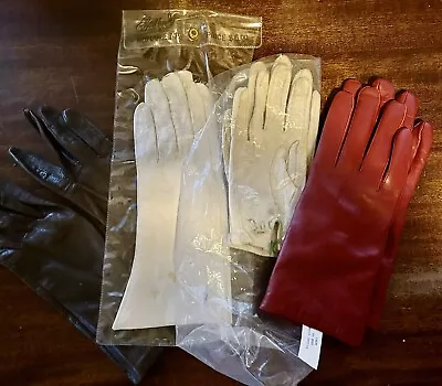 Lot Of 4 Pairs Women's Vintage Leather Driving Gloves Size 7.5 Other Sizes • $4.99