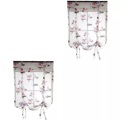  2 Pack Sheer Balloon Curtains Lace Decor For Bedroom Roman Blinds • £13.99