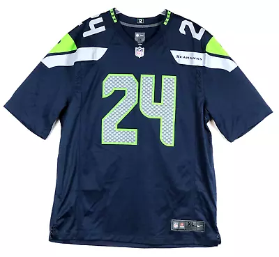 Nike Seattle Seahawks Marshawn Lynch #24 Jersey Blue On Field NFL Mens XL • $124.99