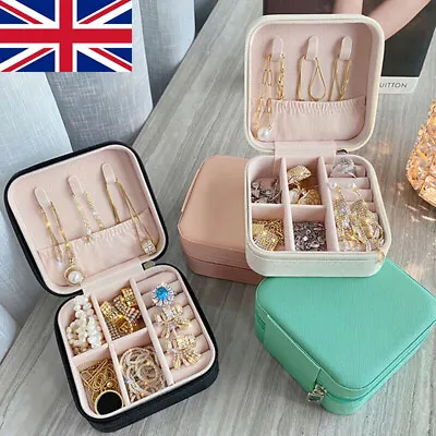 Small Jewellery Box Organizer Travel PU Leather Carry Jewelry Storage Case Box • £5.69