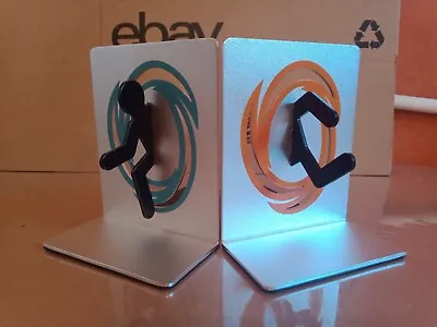 $99 • Buy Portal 2 ThinkGeek Rare Video Game Bookends Aluminum Metal Book Ends