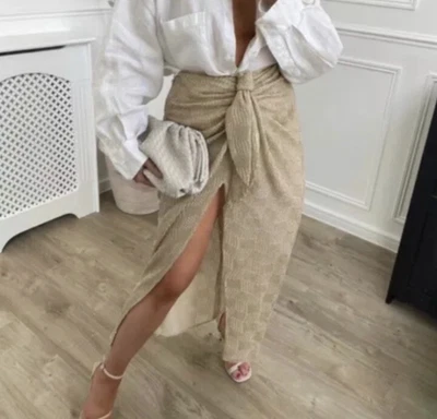 $75 • Buy ZARA • Knotted Midi Skirt Gold Blogger’s Favorite Size M