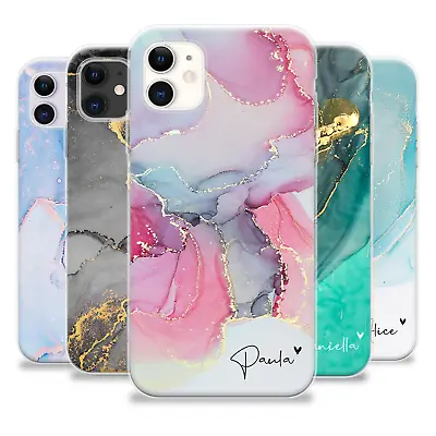 Personalised Phone Case Marble Color Slim Silicone Cover For IPhone 12 13 SE 14 • £6.29