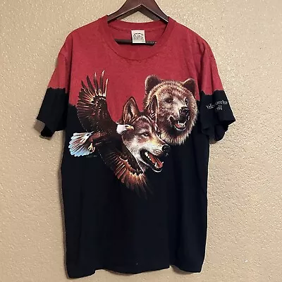 Vintage Habitat Bear Eagle Wild Nature Tie-Dye Yellowstone T-Shirt Size Large • $29.99