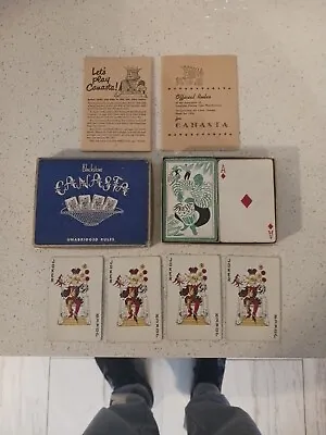Vintage 1950s Blackstone Canasta Drummer Boy Playing Cards 2 Decks W/ Rule Book  • $10
