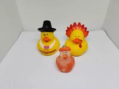 Lot Of 3 Rubber Ducks Dashboard Duckies Thanksgiving Theme  • $11.99