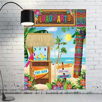 £6.62 • Buy 6ft Hawaiian Luau Beach Party Tiki Selfie Scene Setter Wall Palm Tree Decoration