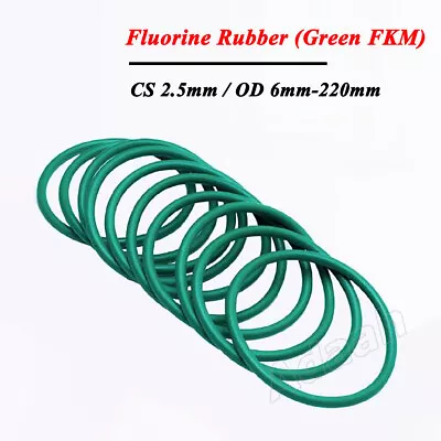 O-Rings CS 2.5mm Green FKM Fluorine Rubber O Ring Seals Washer Gasket OD 6-220mm • $1.99