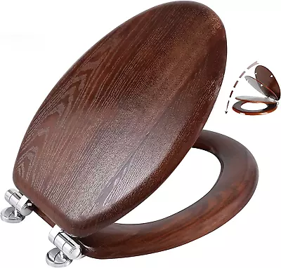 Elongated Wood Toilet Seat With Quiet CloseEasy CleanQuick-Release Hinges(Elon • £67.48