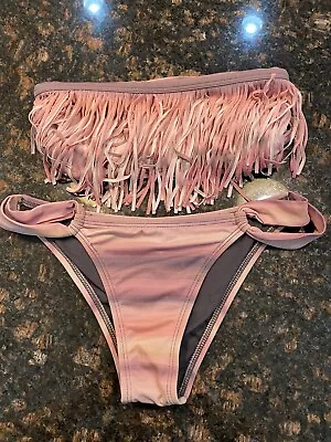 L Space Bathing Suit -Pink With Fringe-Size Small • $25