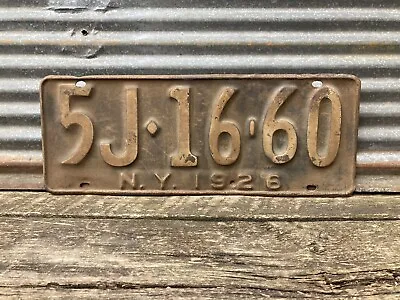 Antique 1926 New York License Plate Rusted Aged Patina Old Car Vintage Tag Auto • $49