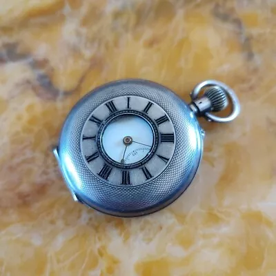 Antique Swiss Silver Victorian Half Hunter Pocket Watch • £100