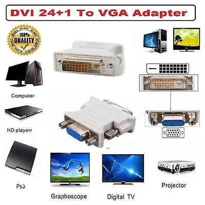 $7.99 • Buy Computer Monitor DVI-D Digital Dual Link 24+1 To VGA  Adapter Male To Female PC