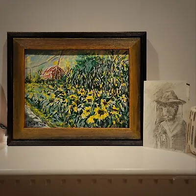 Van Gogh Sunflowers Painting Inspire Landscspe Art Framed Signed Max Kravt 9x12  • $159