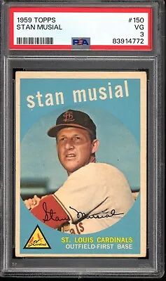 1959 Topps #150 Stan Musial PSA 3 St. Louis Cardinals HOF Baseball Card (4772) • $69.25