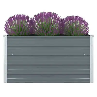 Raised Bed Garden Planter Vegetables Flowers Outdoor 100x100x45cm Metal Grey • £36.99