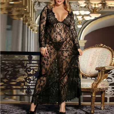 Sexy Negligee NIGHTIE Lingerie Lace RBM 10 12 14 16 18 Beautiful Black Or White • £14.39