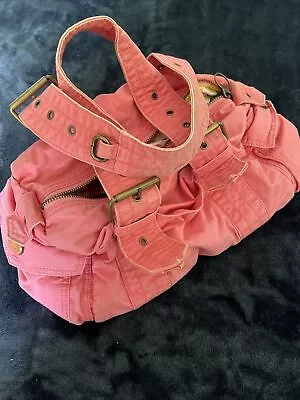 Gap Vintage Y2K Mini Duffle Bag Coral Pink Cotton Canvas Purse Floral Rare • $108.88