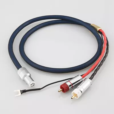 OFC Silver Shield RCA To 5 Pin DIN Audio Phono Tonearm Cable With Ground Wire • $58.50