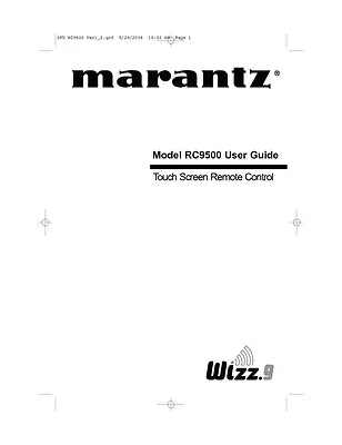 Marantz RC9500 Remote Control Owners Manual • $21.99