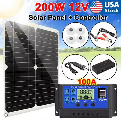 200W Solar Panel Kit 12V Battery Charger W/ 100A Controller For Car Caravan Boat • £22.99