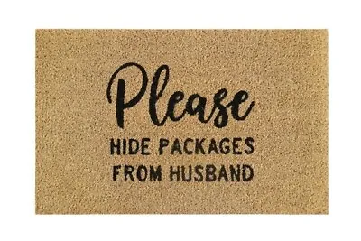 Door Mat Coir Non-Slip Indoor Outdoor Rug 'Please Hide Packages From Husband' • £9.49