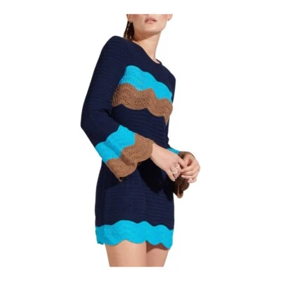 $69.99 • Buy Staud Antoni Crochet Mini Dress Knit Boho Small Long Bell Sleeve Sweater Dress