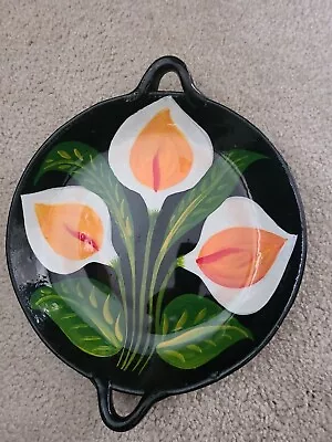 Cala Lillies Decorative Handpainted Pottery Serving Dish Tray Folk Art Mexico. • $11