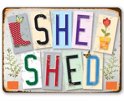 Vintage Retro SHE SHED Ladies Women Gin Wine Garden Bar Pub Man Cave Metal Sign • £3.99