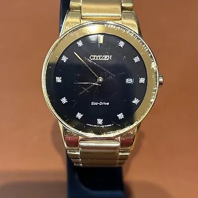 Citizen Eco-Drive Axiom Men 11 Diamond Accents Gold-Tone 40mm Watch J165-S138561 • $20