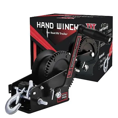 3500lbs Dual Gear Hand Winch Hand Crank 33ft Nylon Strap ATV Boat Trailer Winch • $56.99