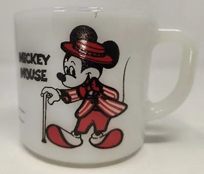 Mickey And Minnie Mouse Glasbake Milk Glass Mug Cup Made In USA VTG Disney • $9.95