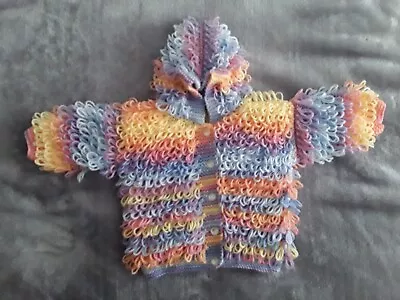 Hand Knitted Baby Girls Loop Stitch Cardigan /Jacket  6 -12 Months(approx) • £12